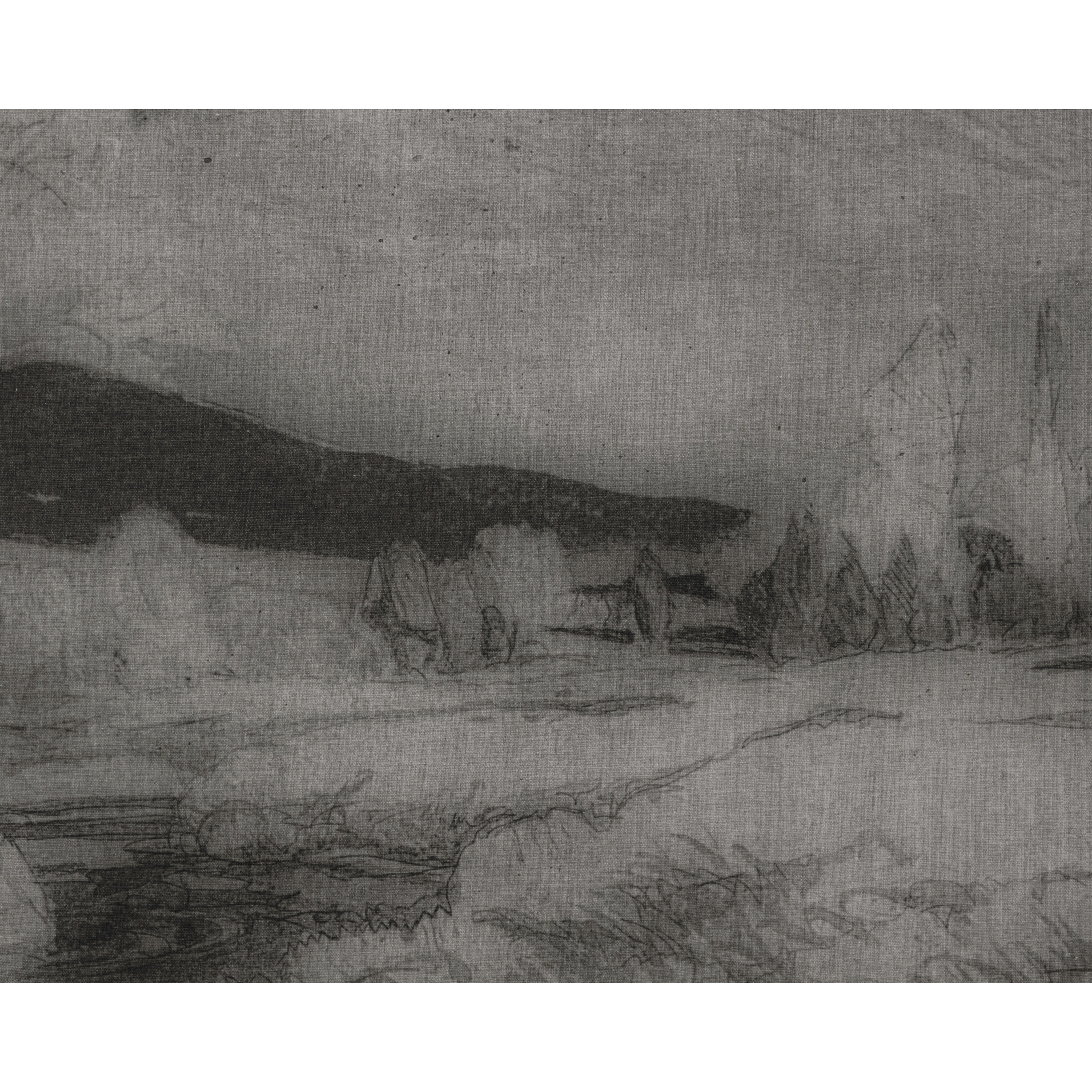 Antique Brown Floater Frame Wall Art, Landscape